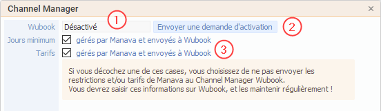 Le paramétrage Wubook