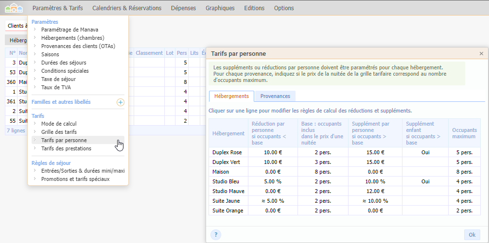 Tarif par personne