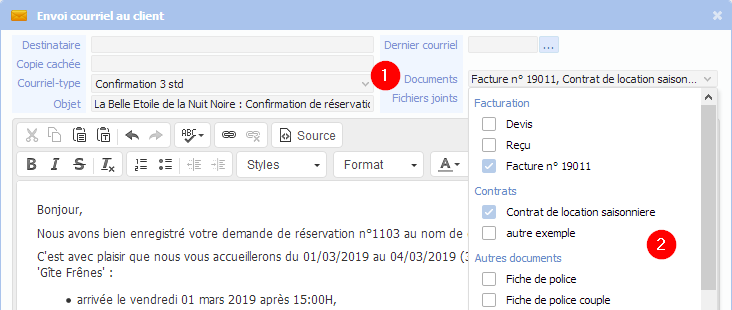 Sélection des documents